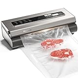 Mesliese Vacuum Sealer Machine Powerful 90Kpa Precision 6-in-1 Compact Vacuum Food Preservation System Built-in Cutter, 2 Bag Rolls & 5 Pre-cut Bags, Dry&Moist Modes Smart Suction, ETL Listed (Silver)