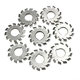 8Pcs HSS M2 Bore 22mm PA 20°Degree, Metalworking HSS M2 Involute Gear Cutter Set, for Ferrous and Non-Ferrous Materials Straight Tooth Design