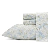 Laura Ashley - Queen Sheets, Soft Sateen Cotton Bedding Set - Sleek, Smooth, & Breathable Home Decor (Rena Teal, Queen)