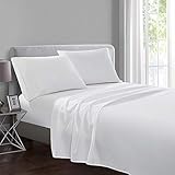 Yorkshire Bedding King Size Flat Sheet 100% Egyptian Cotton Bed Sheets 200 Thread Count Breathable and Fade Resistant Hotel Quality White Bed Sheet (270 Cm x 298 Cm)