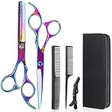 Lictin Hairdressing Scissors Thinning Scissors Set - 6.0 inch + Presentation Case/Box + Black Comb + Thinning Hair Comb + Black Hair Clip