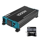 Renogy 1000W Pure Sine Wave Inverter, 2000W Peak 12V DC to 240V AC Solar Power Converter with UK Sockets, UPS Function and Remote Controller for Off-grid, RV, Truck, Boat, Camping, and Home
