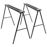 Harbour Housewares Iron Saw Horse - Black - Pack of 2 - Garden Folding Saw Horse Work Bench Folding Workbench Stand Cutting Wood Holder Lightweight Log Splitter Sawhorse for Logs, Wood, Sawing