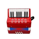 Btuty Accordion 17 Keys 8 Bass Piano Musical Instrument for Beginner Birthday Gift (Red)