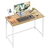 VASAGLE Computer Desk, Office Desk, 100 x 50 x 76 cm, for Study, Bedroom, Living Room, Natural Oak and Pearl White LWD041W70V1