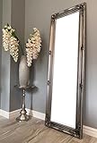 DOWNTON INTERIORS Tall Antique Silver Full Length Dressing Wall Mirror with Bevelled Glass - Overall Size: 142 cm x 47 cm