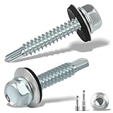 sturiz 70PCS 4.8x35 mm Self Drilling Screws for Metal Roofing Screws with Rubber Washers Hex Head Self Tapping Screws und 2 M8 Hex Socket Tech Screws Zinc Corrugated Roof Fixings for Tin Roof