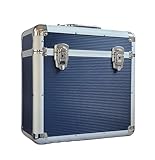 Vinyl LP Storage Box | 12" Record Case | Heavy Duty Lockable Aluminium Box | Vinyl Record Storage | Large Capacity Holds Upto 50 | DJ Metal Case (Blue)