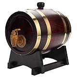 HAOHIZE Oak Barrel, 1.5L Vintage Wooden Barrel Wood Oak Timber Wine Barrel Table Mini Keg with Wood Stand, Bung and Spigot for Whiskey, Rum Port, Cocktails, Wine, Bourbon, Scotch