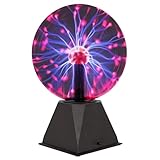Global Gizmos 48980 8 Inch Mega Plasma Ball/Touch Sensitive & Sound Activated/Multi-Coloured Lightning Display/Retro Novelty Fun Light Up Electric Globe Lamp