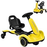 COSTWAY Electric Ride on Drift Car, 6V Battery Powered Racing Kart with 2-Position Adjustable Seat, 360° Spin Wheels, Horn, 2 Speeds Go Kart for Kids Aged 3-8 Years Old (Yellow)