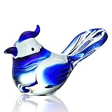 Blown Glass Bird Figurines Collectibles Blue Jay Statue Ornament Decor Crystal Animal Paperweight Gift