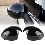 GEARCELL Pair Car Wing Mirror Covers Caps, Replacement Rearview Side Mirror Covers Replacement Fit For Mini Cooper R55 R56 R57 R58 R59 R61 Series, For Manual Folding Mirror（Glossy Black)