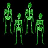 Benaewa 4 Pcs Halloween Luminous Skeleton, 30cm Full Human Body Glow in the Dark, Skeleton Hanging Ornaments for Halloween Decorations
