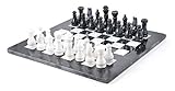 British Fossils 15" Handmade Himalayan Marble Chess Set - Black & White Marble