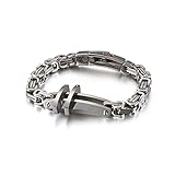 BCughia Cheap Bracelets, Mens Bracelet Silver Stainless Steel Fork Design 210x7mm for Men