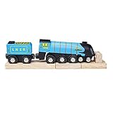 Bigjigs Rail Heritage Collection Mallard Wooden Toy Train, Compatible with Most Wooden Railway Brands