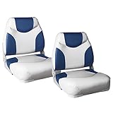 pro.tec 2 x Exclusive Boat Seat Captain Chair Fishing Chair Water-Resistant Synthetic Leather UV Resistant Blue/White