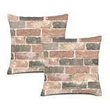 Boho Pillow Covers 16x16 Inch Set of 2 Faded Red Newport Reclaimed Brick Throw Pillows Covers Bohemian Carpet Ethnic Print Decorative Pillowcase Farmhouse Linen Cushion Case Decor for Home Sofa