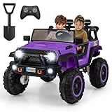 Maxmass 24V Kids Ride on Car, 2-Seater Children Electric UTV with Remote Control, Lights, Music, Horn, USB, MP3 & Slow Start, Toddler Battery Powered Toy Car for 3 Years Old+ Boys Girls (Purple)