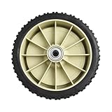 Zilimontt Lawn Mower Wheels Front Back Replacement Set, Heavy Duty Rubber Garden Equipment Parts, Black 43Mm Thickness, Lawn Mower Wheel Equipment