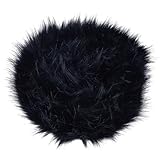 GORGECRAFT 180x7-13cm Faux Fox Fur Artificial Wool Fabric Precut Classic Hood Trim for Women Black Shaggy Plush Fluffy Fuzzy Craft Fur Strips for Hood Replacement Warmer Winter DIY Wrist Cuffs Sewing