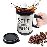 Self Stirring Coffee Mug Cup, Self-Priming Stainless Steel Coffee Mug Automatic with Lid - 450ml, Electric Lazy Travel Cup to Stir Your Coffee/Hot Chocolate/Milk/Shake (Batteries Not Included)
