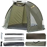 Dr.Fish Carp Fishing Tent Bivvy Quick Erect Lightweight Waterproof Day Shelter with Sides Include Ground Sheet Carry Bag for Spring Summer Autumn Fishing Trip