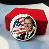 LPOK 2PCS President of The United States George Herbert Walker Bush Souvenir Silver Plated Coin Collectible Commemorative Coin