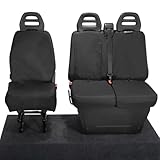 UK Custom Covers SC235B Tailored Heavy Duty Waterproof Front Seat Covers (Split Passenger Base) Black - To Fit Iveco Daily (Including Tipper) (2014-2022)