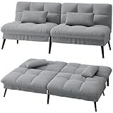 LUCKRACER Sofa Bed Fabric 2 Seater Click Clack Sofa Bed 5-Gear Back Angle Adjustable Futon Sofa Recliner Lounge for Living Room Bedroom