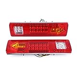 Car LED Tail Lights, 19 LED Rear Brake Turn Signal Stop Light, Waterproof Reverse Indicator Lamp, 12V Red, for Cars Trucks Trailers