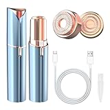 Vexloria Facial Hair Remover for Women, Face Hair Trimmer with Two Replacement Blades, Rechargeable Women's Facial Shaver, Painless Lady Shavers for Women for Face Hair-Blue