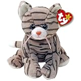 TY Silver II Tabby Cat Original Beanie Babies Regular - Soft Plush Toy for Kids, Teddy, Baby Toy, Collectible Stuffed Plushies
