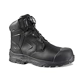 Rock Fall Dolomite Safety Boot FibreGlass Toe Cap Safety Boot Black Unisex, Waterproof and BOA Dial Lacing Safety Boots, SRC Slip Rated Work UK 10