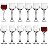 LAV 12x Clear 80ml Lal Sherry Glasses - Small Port Brandy Vodka Liqueur Dessert Wine Drinking Shot Glass Set with Stem