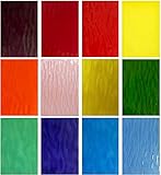 Unicoshape 12 Sheets Stained Glass Pack, 6" X 4" Cathedral Art Mosaic Glass Tiles for Crafts, Mixed Texture