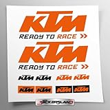Adhesive Kit Compatible with Tank and Motorcycle Helmet Ready to Race Orange Black | Transparent Vinyl Base Easy Application UV Print | Logo Writing | Stickersland®