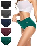 PULIOU Womens Knickers Ladies High Waisted Cotton Underwear Panties Briefs Full Back Coverage Comfy Stretchy Slight Tummy Contorl Multipack of 5