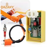 QAZAKY 6 Pins Adjustable DC CDI Ignition Coil Spark Plug Kit for 50cc-90cc 110cc 125cc 140cc 150cc 200cc 250cc Motorcycle ATV Quad Scooter Go Kart Moped Chopper Dune Buggy Pit Dirt Racing Bike Chinese