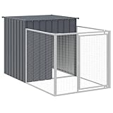 "vidaXL Galvanised Steel Dog House with Extended Run in Anthracite – Versatile and Durable, with Convenient Access and Weather Protection"
