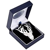 Small Polished Pewter Scottish Stag Head Plaid Sash Brooch - Made in Scotland