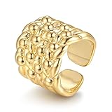 Gold Adjustable Keeper Ring, Q (Adjustable), 21g, Gold Plated - Bling King London