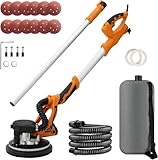Drywall Sander,1250W Electric Drywall Sander with Vacuum Auto Dust Collection, xtension Handle,LED Light,12 Pcs Sanding Discs,5 Variable Speed,Variable Speed 800-1800RPM