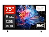 TCL 75V6C-UK 75" 4K Ultra HD, HDR TV, Smart TV Powered by Google TV (Dolby Audio, Voice Control, compatible with Google assistant, Chromecast built-in, 2025 New Model)