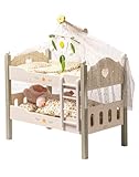 ROBUD 18" Dolls Cot Bunk Bed, Baby Soll Cot Wooden Dolls Bed with Ladder and Bedding, Baby Doll Accessories, Toddler Toys for Girls Boys Babies Gifts