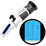 Antifreeze Refractometer 4-in-1 Antifreeze Tester Coolant Refractometer Ethylene Propylene Glycol Refractometer for Checking Automotive Cooling Fluid, Battery Acid, AdBlue, Windshield Washer Fluid