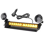 ROUTEKING Car Emergency Warning Light - 14Inch Amber Flashing Lights, 12LED High Intensity 9 Flashing Modes, Windshield Strobe Beacon for Car Vehicles Truck (Amber,12/24V)