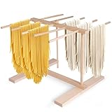 Wood Pasta Drying Rack, Noodle Dryer Stand with 8 Bars, Pasta Dryer Household Hanging Dryer for Fresh Pasta Noodle Spaghetti (Pasta Dryer Rack)
