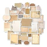 JIEYAO 80 Pcs Vintage Scrapbook Paper Stickers, Retro Label Sticker for Scrapbooking, Aged Writing Paper Stickers Aesthetic Junk Journal Supplies Aesthetic Stickers in Brown Tones for DIY Crafts(A)